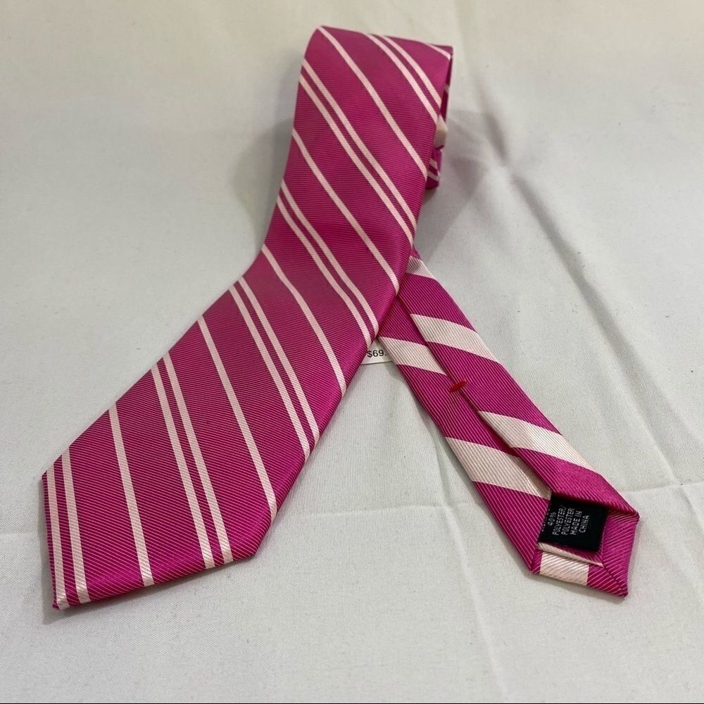 Tommy Hilfiger Pink and White Striped Neck Tie